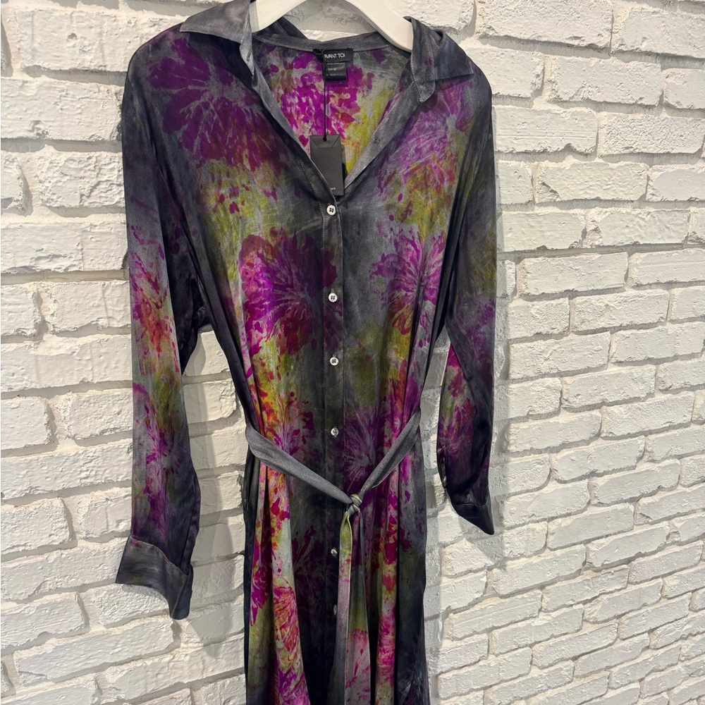 Avant Toi Purple and Green Tie-Dye Dress